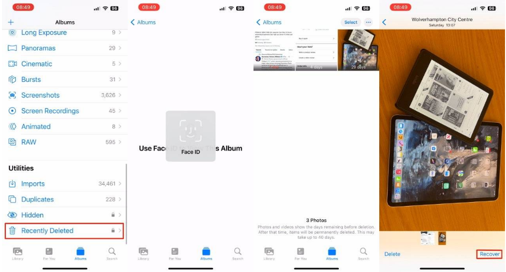 长白苹果14维修分享 iPhone14 上恢复已删除的照片 
