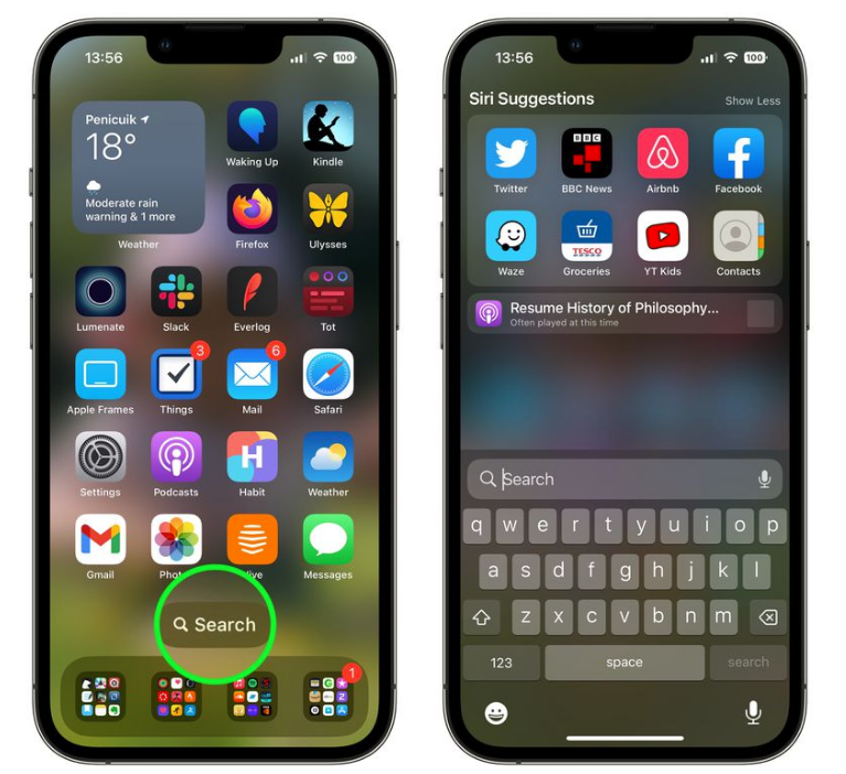长白苹果手机维修分享升级到 iOS 16 后，如何删除主屏幕上的搜索按钮 