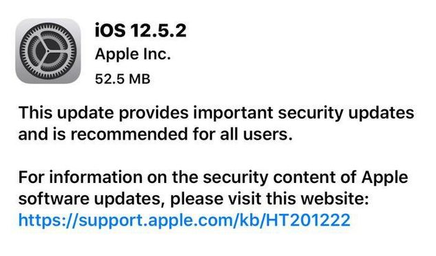 长白苹果手机维修分享iOS12.5.2发布，建议所有老苹果用户安装 